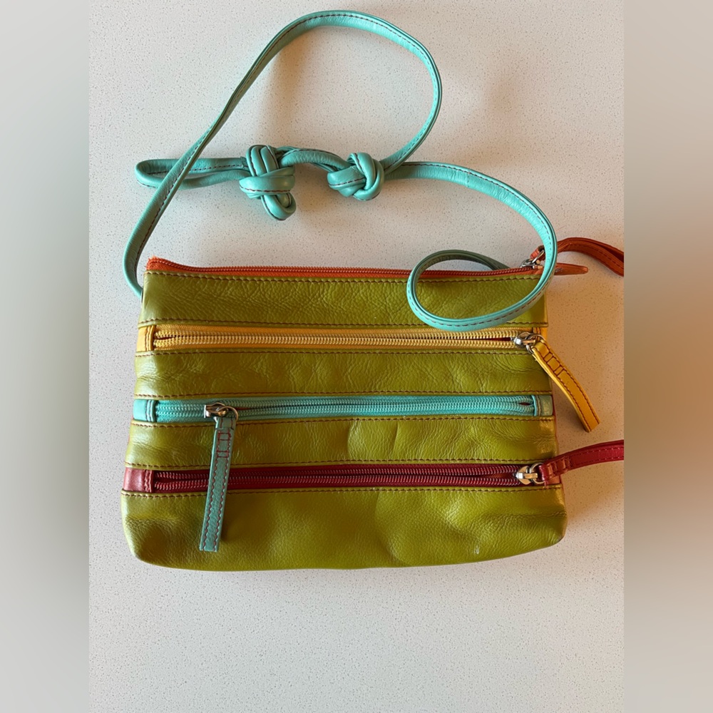 Ili New York Genuine Leather Multicolor Crossbody Bag - Picture 2 of 9